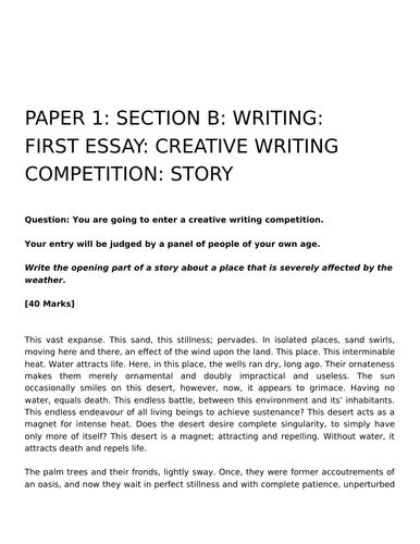 english language gcse paper 1 section b creative writing