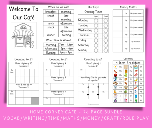 EYFS/KS1 Home Corner Cafe HUGE resource bundle - FULL Term of ...