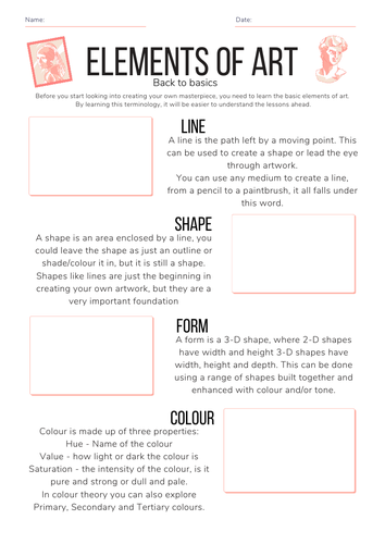 Elements of Art Worksheet | Teaching Resources