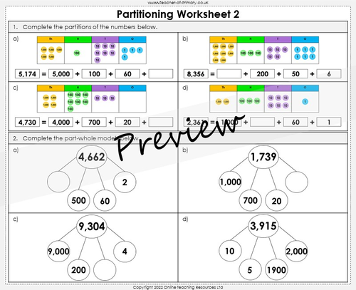 partitioning homework year 4