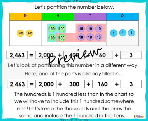 Partitioning - Year 4 | Teaching Resources