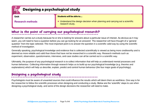 designing a research study psychology