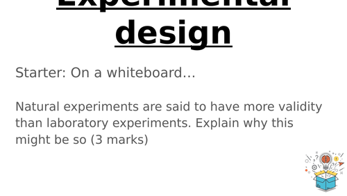 AQA GCSE PSYCHOLOGY (9-1): EXPERIMENTAL DESIGN FULL LESSON | Teaching ...