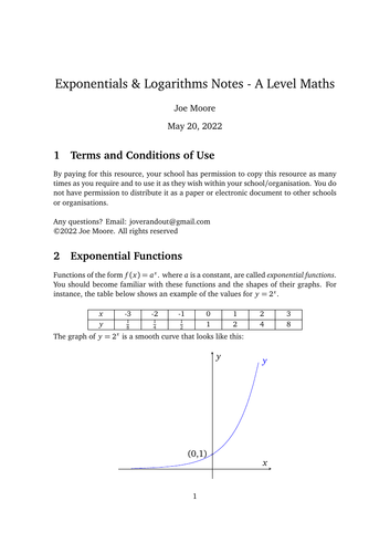 A Level Maths AS Mathematics - Exponential Functions and Logarithms ...