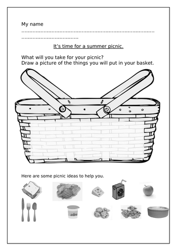 EYFS/KS1 summer picnic activity sheet. | Teaching Resources