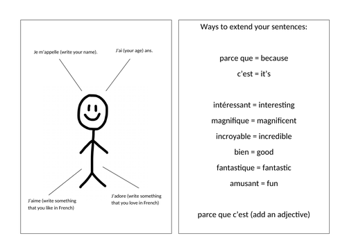 french-describing-yourself-support-and-stretch-sheet-teaching-resources
