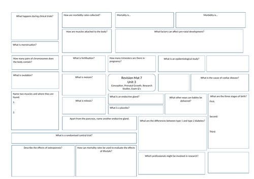 BTEC Level 3 Health and Social Care unit 3 Revision Mats | Teaching ...