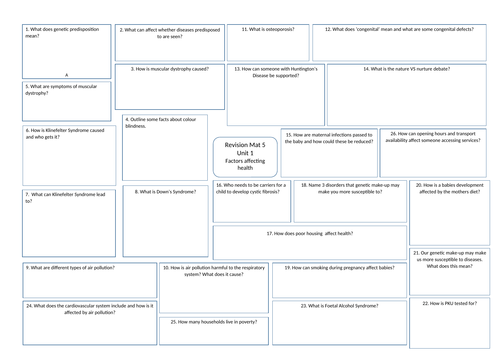 BTEC Level 3 Health and Social Care Unit 1 Revision Mats | Teaching ...