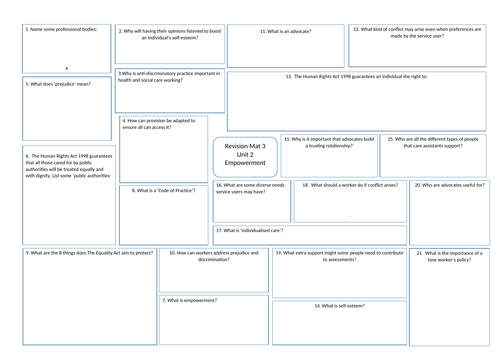 BTEC Level 3 Health and Social Care Unit 2 revision Mats | Teaching ...