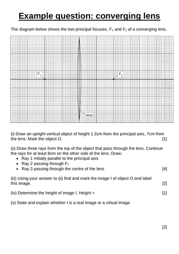 Example converging lens worksheet | Teaching Resources