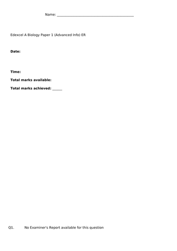 Edexcel A Salters Nuffield A level Biology Paper 1 Mock Exam 2022 ...