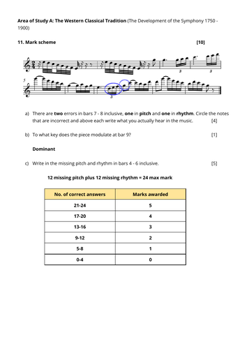 Eduqas Music A Level Q11 Melodic Dictation Listening Questions Set 2 ...