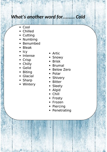 What s Another Word For Cold Teaching Resources