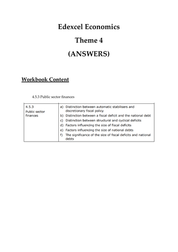 Edexcel Economics Theme 4- 4.5.3 Public sector finances