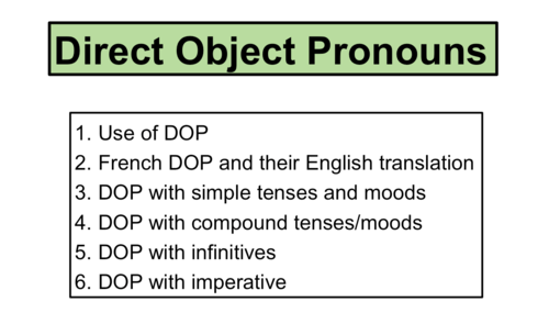 Grammar- Direct Object Pronouns- French A Level