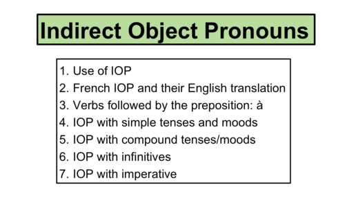 Grammar- Indirect Object Pronouns- A Level French
