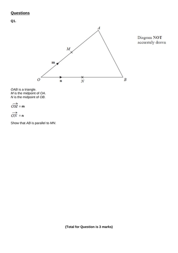 Parallel Vectors With Exam Questions | Teaching Resources