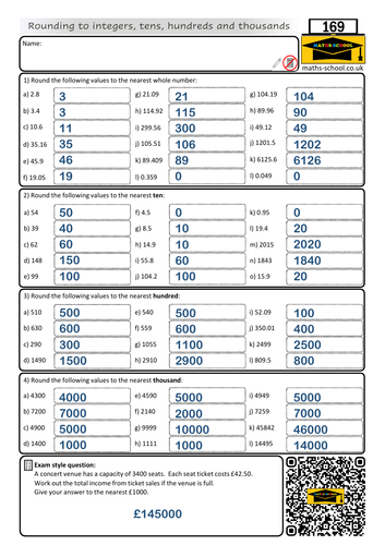 Rounding numbers and decimal places - Worksheet and Answers | Teaching ...