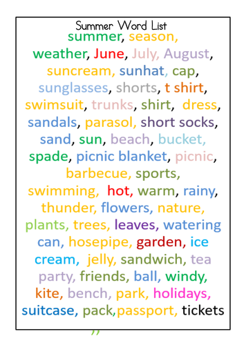 Summer Word Work KS1 | Teaching Resources