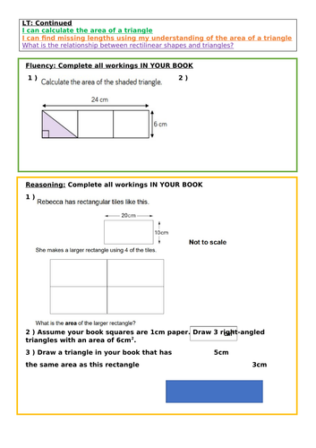 Area of a triangle worksheet (2 of 3)