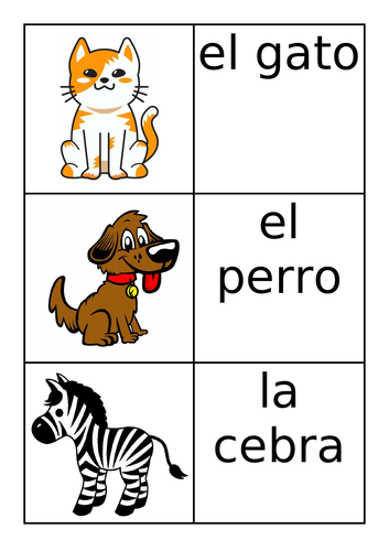 Spanish Animal Match Up Activity | Teaching Resources
