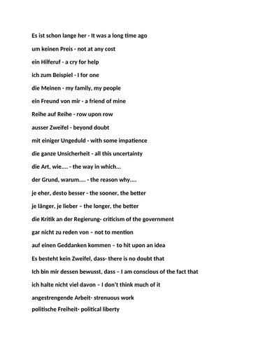 GERMAN LANGUAGE A LEVEL SPEAKING EXAM A* phrases and vocabulary ...
