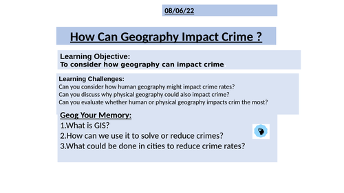 Crime lessons for KS3 Links between Crime and Geography | Teaching ...