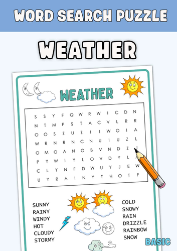 Weather Word Search Puzzle Worksheet Activities | Teaching Resources