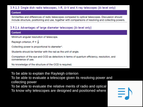 Lesson 3 - Rayleigh Criterion for A level AQA Astrophysics