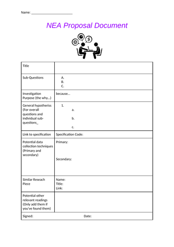 NEA Proposal Document | Teaching Resources