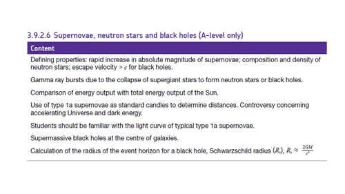 Lesson 11 - Neutron Stars and Black Hole AQA A level Physics