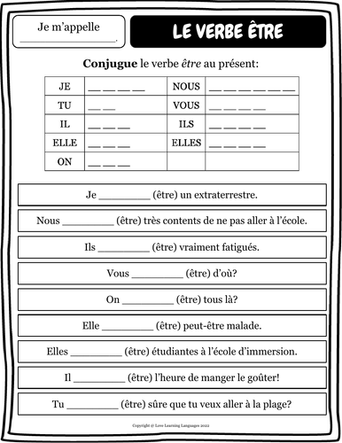 French Present Tense Activities