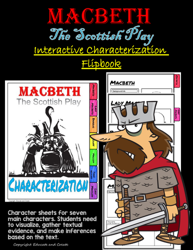 Macbeth : The Scottish Play Characterization Flipbook | Teaching Resources