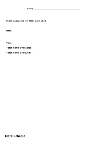 Edexcel A Salters Nuffield A level Biology Paper 3 Mock Exam 2022 ...