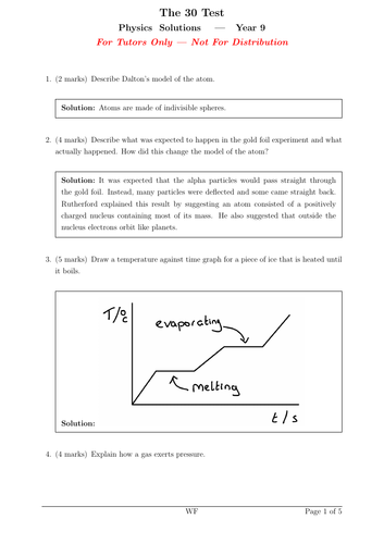 Year 9 Physics P1-P3 (OCR) Summary Questions | Teaching Resources
