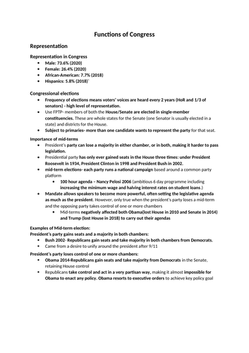 Edexcel US Congress notes