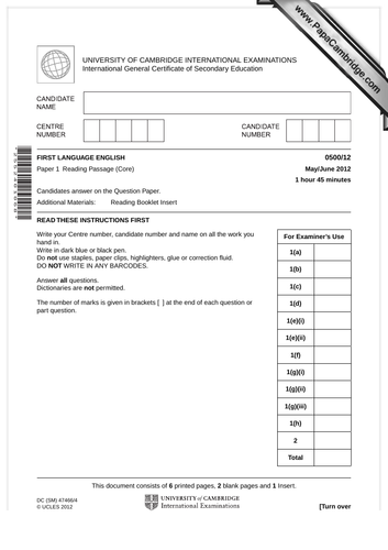 Cambridge English First Language Paper 2 SoW | Teaching Resources