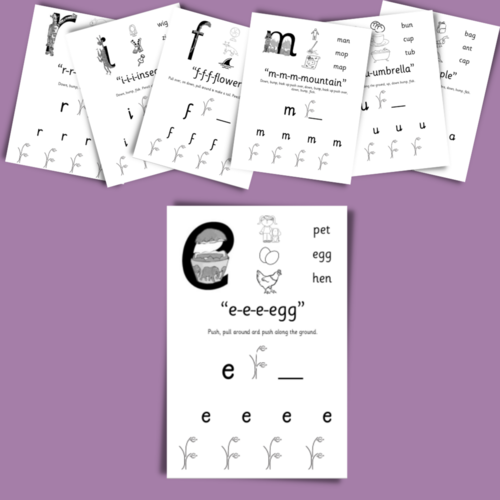 RWI Initial Sounds Intervention Worksheets with Letters