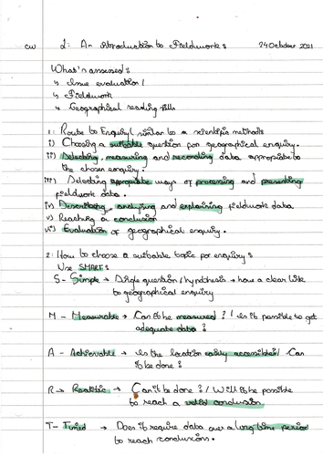 GCSE Geography AQA Fieldwork Ppaer 3