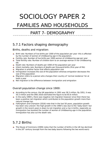 Aqa A Level Sociology Paper 2 Families And Households Revision Notes Complete Teaching