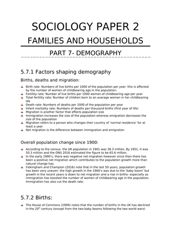 AQA A-LEVEL Sociology Paper 2 - Families and Households - Revision ...
