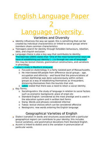 a level english language comparison essay