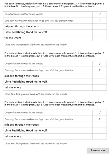 Y2 Writing in Sentences - Aut 2 - Traditional Tales | Teaching Resources