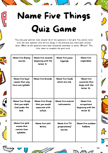 5X Back to School Games Quiz Bundle - Scavenger Hunt, Bingo 