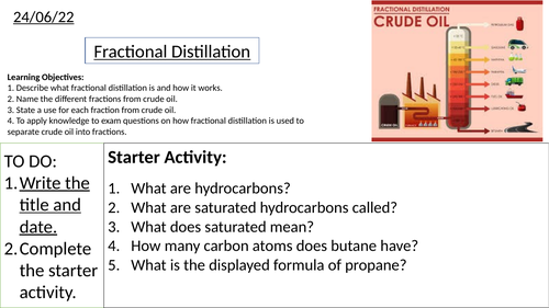 Fractional Distillation, Fractions and Uses of Fractions