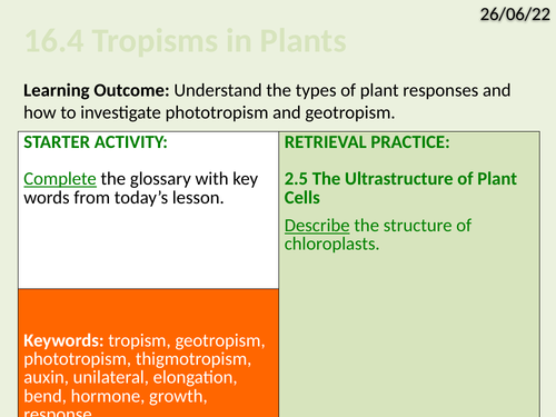 OCR Biology A- 16.4 Tropisms in Plants