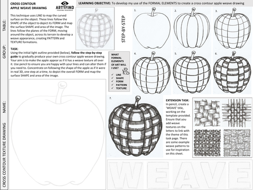 Apple Contour Texture & Weave Drawing 