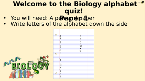 Paper 1 Biology Alphabet Quiz Revision / End of year | Teaching Resources