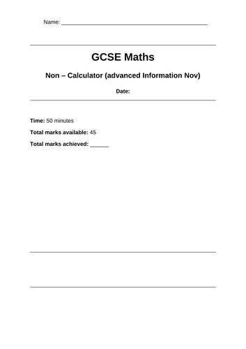 GCSE Maths Nov 2022  Predicted Papers - Mocks (Advanced Info - Edexcel)