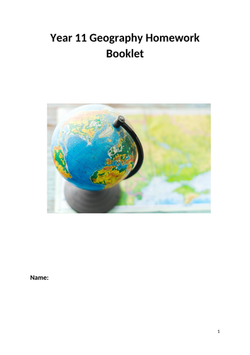 geography homework booklet